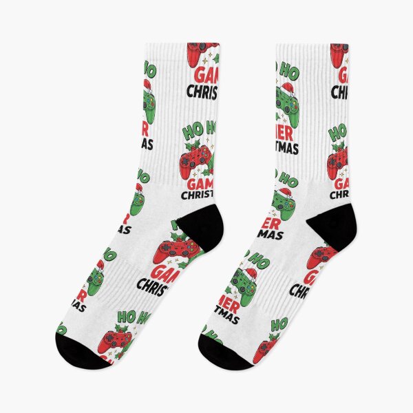 Item preview, Festive Gamer Christmas Illustration with Red and Green Controllers designed and sold by PixelVibe782.