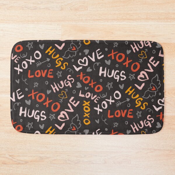 Item preview, Hugs and Love Text on Black Background Pattern designed and sold by Farissa Designs.