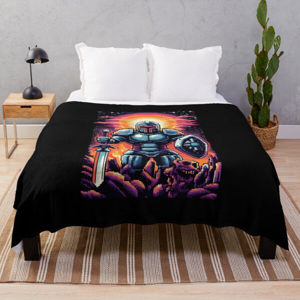 Item preview, Pixel Art Armored Knight with Sword and Shield in Retro Sunset Scene. designed and sold by The-T-In-Retro.