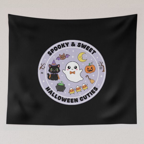 Item preview, Spooky & Sweet Halloween Cuties Aesthetic Ghost and Witch Cat designed and sold by GeminiDaydreamer.