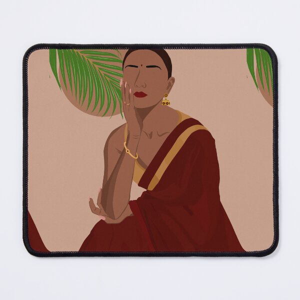 Item preview, Indian Woman in Maroon Saree designed and sold by ThePurplePrints.