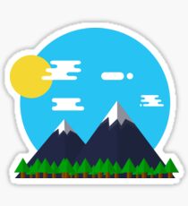 Flat Design Outdoor Mountain Forest Park Sun - gift idea Sticker