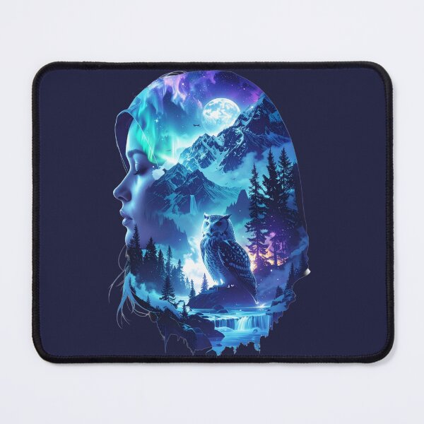 Item preview, Guardian Owl Spirit: Arctic Aurora Portrait in Blue T-shirt,Tee designed and sold by Alicjareign.