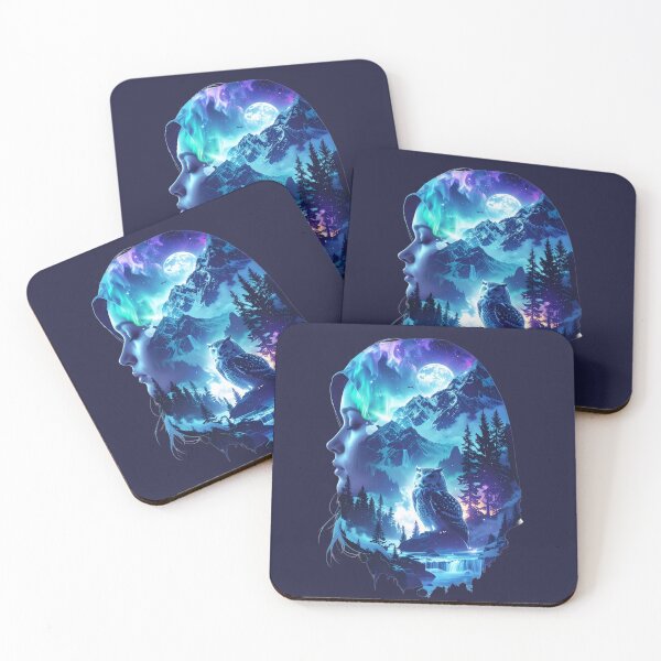 Item preview, Guardian Owl Spirit: Arctic Aurora Portrait in Blue T-shirt,Tee designed and sold by Alicjareign.