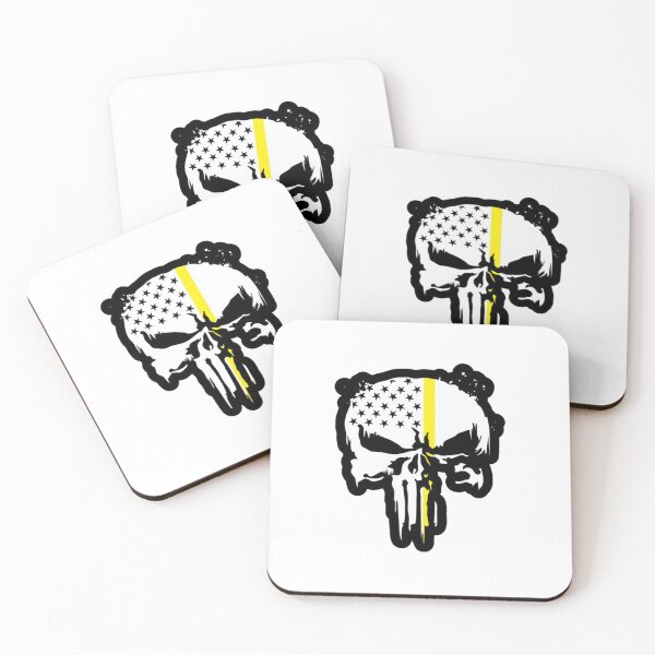 Item preview, Thin Yellow Line Punisher Skull | Dispatcher Support American Flag Design designed and sold by TeeMoods.