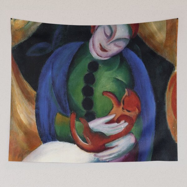 Item preview, Girl with Cat by Franz Marc designed and sold by tomorrowsart.