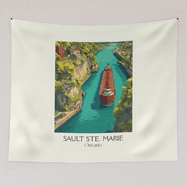 Item preview, Sault Ste. Marie Ontario | St. Marys River Locks Art designed and sold by TuncGK.