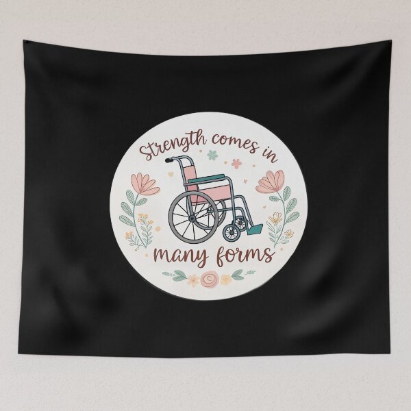 Item preview, Strength Comes in Many Forms Sticker – Inspirational Disability Quote, Floral Wheelchair Design designed and sold by VividOrganica.
