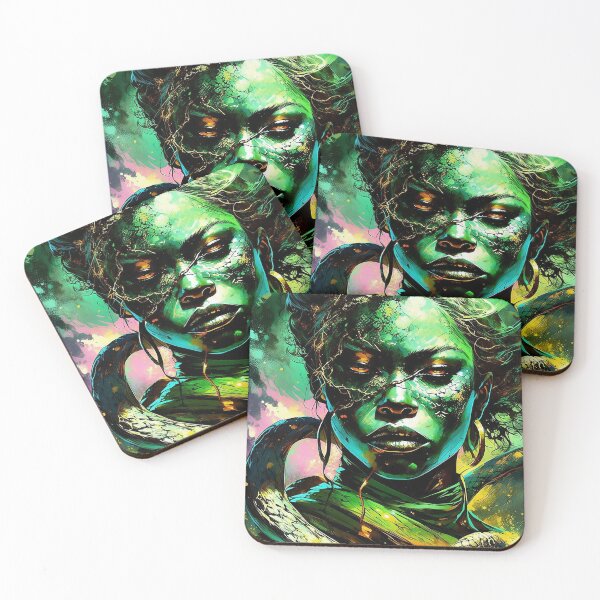 Item preview, Greed — Afro-Surreal Emerald Gaze Close-Up designed and sold by KaoticMindZ.