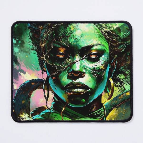 Item preview, Greed — Afro-Surreal Emerald Gaze Close-Up designed and sold by KaoticMindZ.