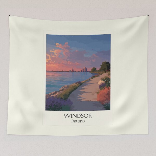 Item preview, Windsor Ontario | Detroit River Sunset & Skyline Art designed and sold by TuncGK.