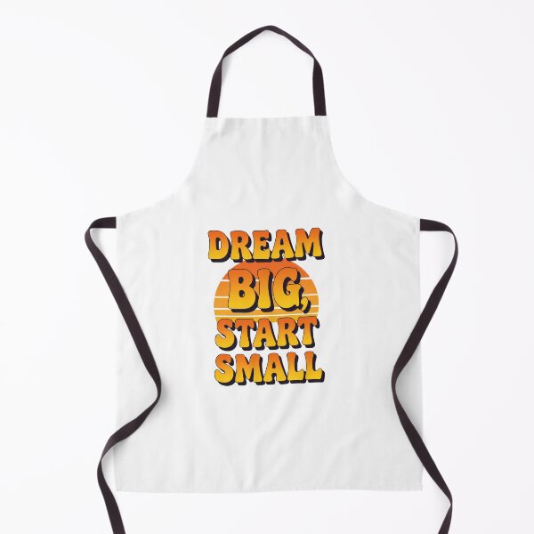 Item preview, Motivational quote encourages dreaming big while starting small in vibrant orange and yellow colors designed and sold by SpaceartLilu.