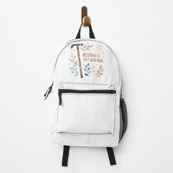 Item preview, Resting Is Not Quitting – Disability Positive Quote with Cozy Mobility Cane Illustration designed and sold by VividOrganica.