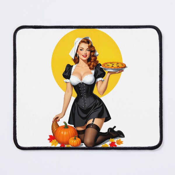 Item preview, Thanksgiving Pinup – Warm Slice of Heaven Vintage Retro Pilgrim Pinup designed and sold by Lightning-Lace.