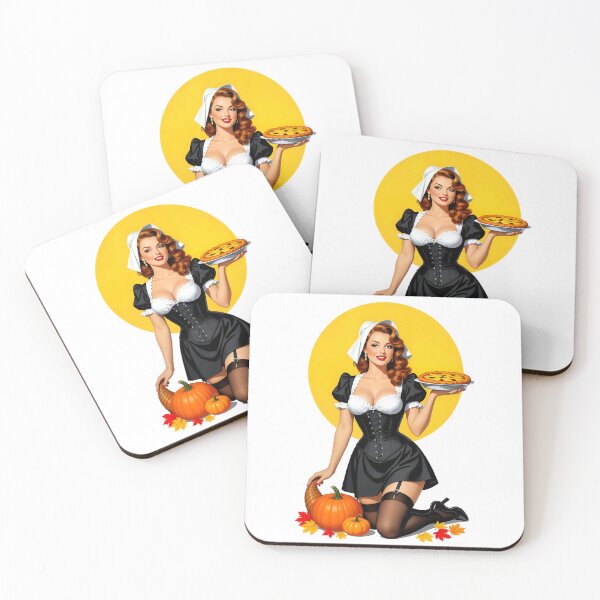 Item preview, Thanksgiving Pinup – Warm Slice of Heaven Vintage Retro Pilgrim Pinup designed and sold by Lightning-Lace.