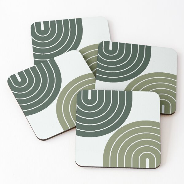 Item preview, Midcentury Modern Geometric Rainbow 3 in Sage Pine Green designed and sold by nineFlorals.