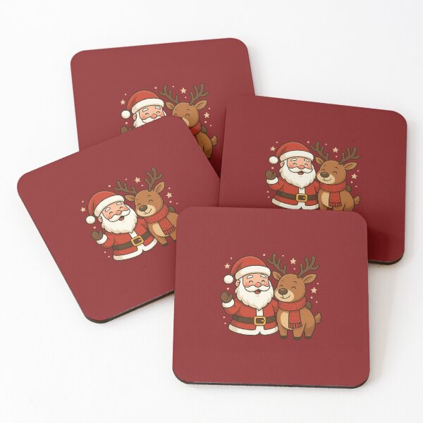 Item preview, Cute Santa and Reindeer Christmas Illustration designed and sold by Mix Mood.