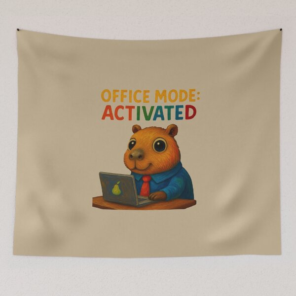 Artikelvorschau, Büromodus aktiviert Capybara Arbeitshumor-Design entworfen und verkauft von Liv Solara.