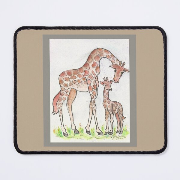 Item preview, Giraffe and her Calf - watercolor illustration designed and sold by Annie Mason Art.
