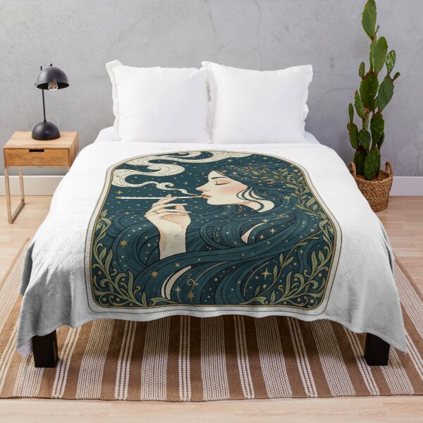 Item preview, Celestial Smoking Muse - Starry Night Art Nouveau Print. designed and sold by Spark2Seduction.