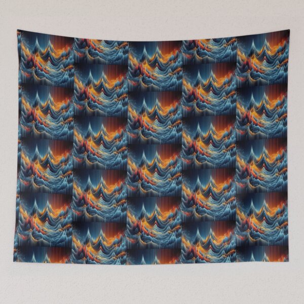 Item preview, "Digital Wave Mountainscape – Abstract Energy Landscape" designed and sold by Dogandesighn.