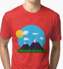 Flat Design Outdoor Mountain Forest Park Sun - gift idea Tri-blend T-Shirt