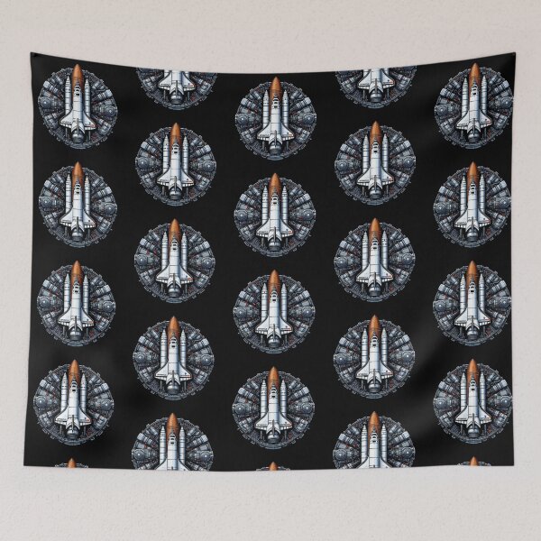Item preview, "Pixel Spacecraft Launch – Retro Sci-Fi Shuttle Art" designed and sold by Dogandesighn.