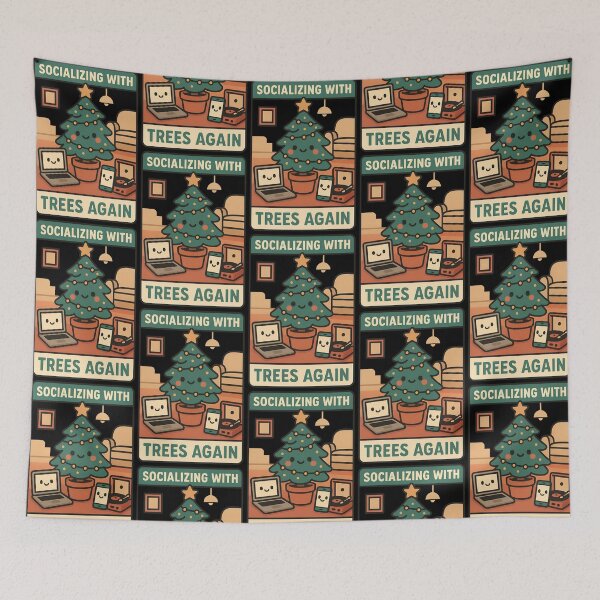 Item preview, Socializing With Trees Again Funny Christmas Tech Design designed and sold by TeeTimeTreasure.