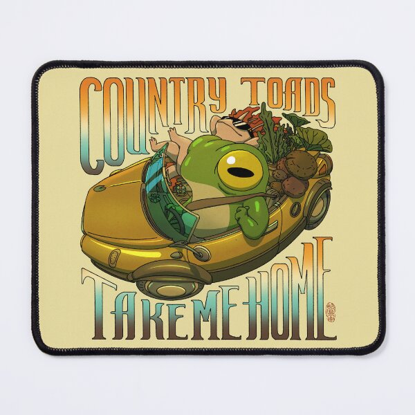 Item preview, Country Toads Take Me Home Road Trip Asian Frog Illustration Retro Text with No Border designed and sold by DingHuArt.