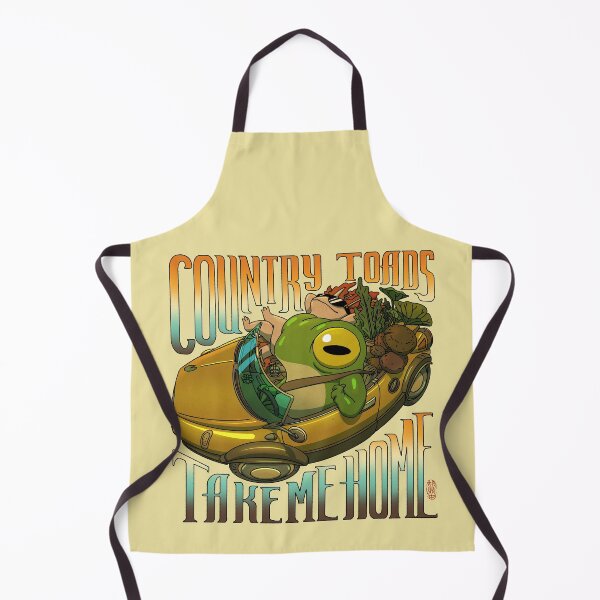Item preview, Country Toads Take Me Home Road Trip Asian Frog Illustration Retro Text with No Border designed and sold by DingHuArt.