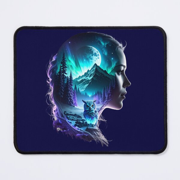 Item preview, Guardian Owl Spirit: Arctic Aurora Portrait in Blue Tee, T-shirt designed and sold by Alicjareign.