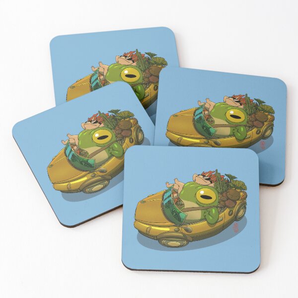 Item preview, Country Toads Take Me Home Road Trip Asian Frog Illustration No Text No Border designed and sold by DingHuArt.
