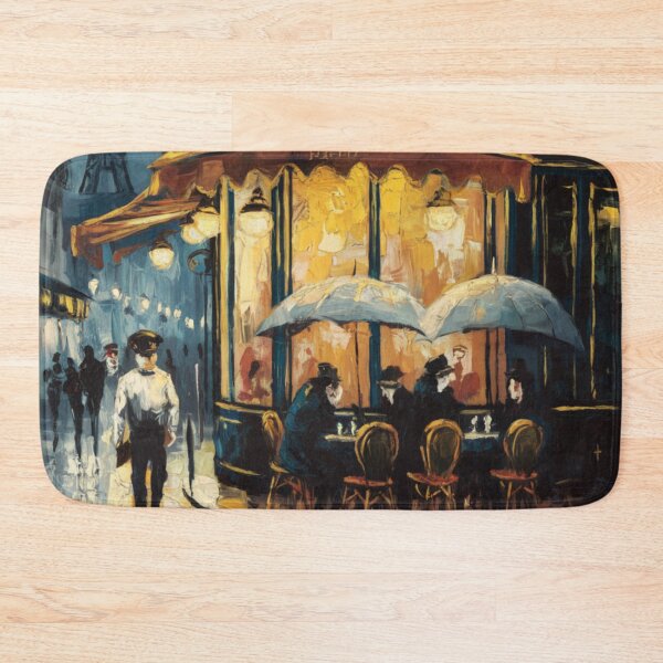 Item preview, Paris Café in the Rain | French Cityscape Painting designed and sold by CARRAANN.