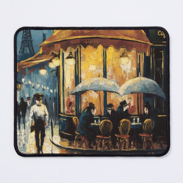 Item preview, Paris Café in the Rain | French Cityscape Painting designed and sold by CARRAANN.