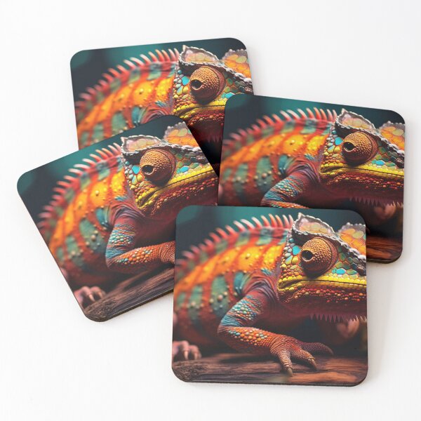 Item preview, Colorful chameleon resting on a log designed and sold by anytka.