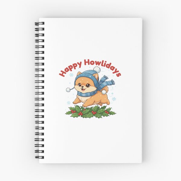 Item preview, Happy Howlidays Pomeranians – Cute Christmas Dog in Winter Scarf designed and sold by The Real Life Symphony.