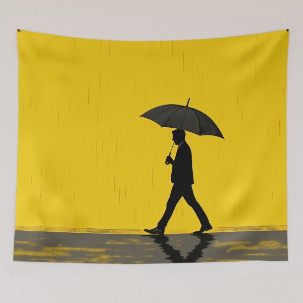 Item preview, Man walks with umbrella in rain designed and sold by anytka.