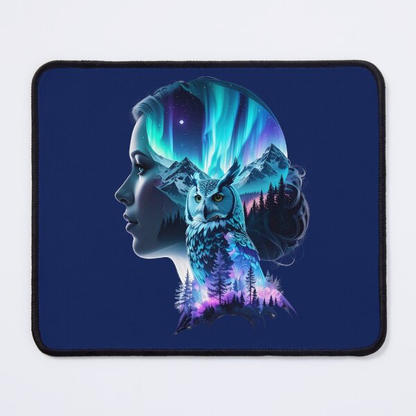 Item preview, Guardian Owl Spirit: Arctic Aurora Portrait in Blue Tee, T-shirt designed and sold by Alicjareign.