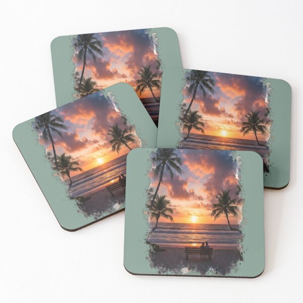 Item preview, Oceanic Blaze Sunset Beach Romantic Silhouette Art designed and sold by Evan-Tees.