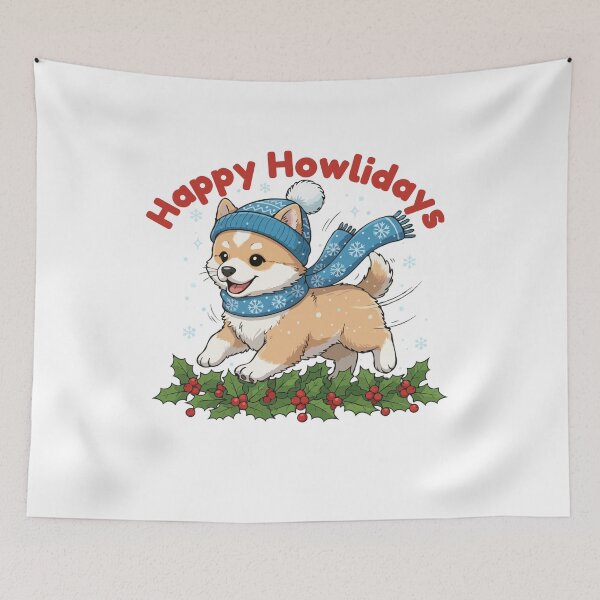 Item preview, Happy Howlidays Icelandic Sheepdog – Cute Christmas Dog in Winter Scarf designed and sold by The Real Life Symphony.