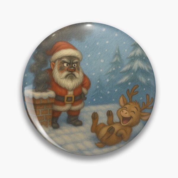 Item preview,  Santa And Reindeer - Black Christmas On The Roof designed and sold by LegademaArt.