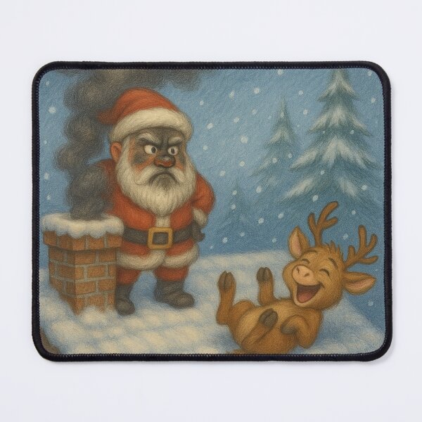 Item preview,  Santa And Reindeer - Black Christmas On The Roof designed and sold by LegademaArt.