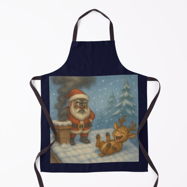 Item preview, Santa And Reindeer - Black Christmas On The Roof designed and sold by LegademaArt.