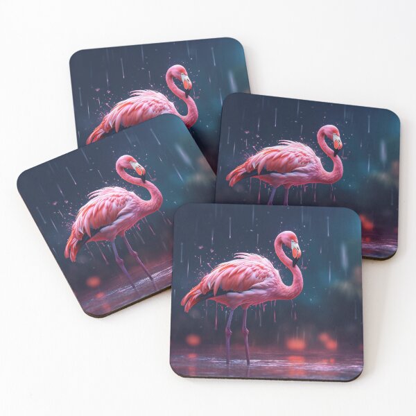 Item preview, Flamingo standing in rain at night designed and sold by anytka.