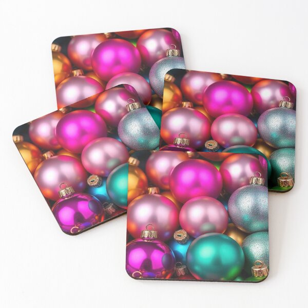 Item preview, Vibrant Colorful Christmas Ornaments Collection on Dark Background designed and sold by PixelVibe782.