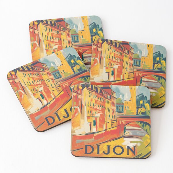 Item preview, Dijon France Travel Poster | Colorful French Cityscape Art designed and sold by CARRAANN.