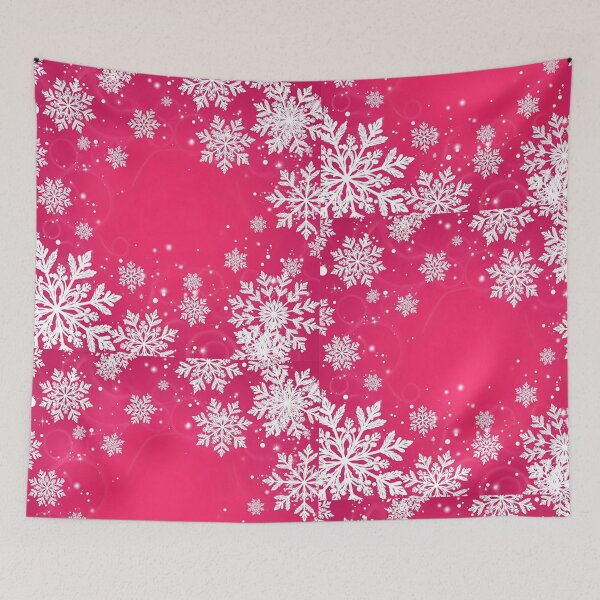 Item preview, Whimsical Pink Snowflake Winter Background with Glowing Sparkles designed and sold by PixelVibe782.