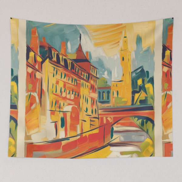 Item preview, Dijon France Travel Poster | Colorful French Cityscape Art designed and sold by CARRAANN.