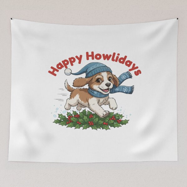 Item preview, Happy Howlidays Staghound – Cute Christmas Dog in Winter Scarf designed and sold by The Real Life Symphony.
