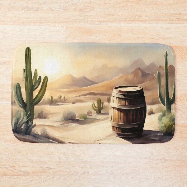 Item preview, Wooden Barrel in Cactus Desert designed and sold by CalmnessbyChoice.